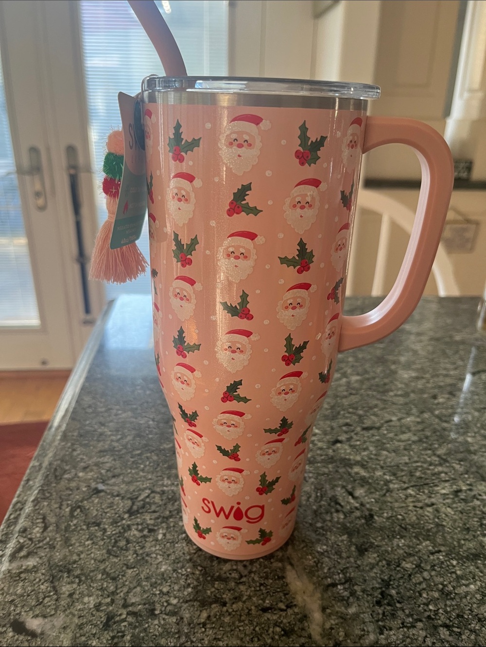 Swig Holiday Pink Santa Travel Mug